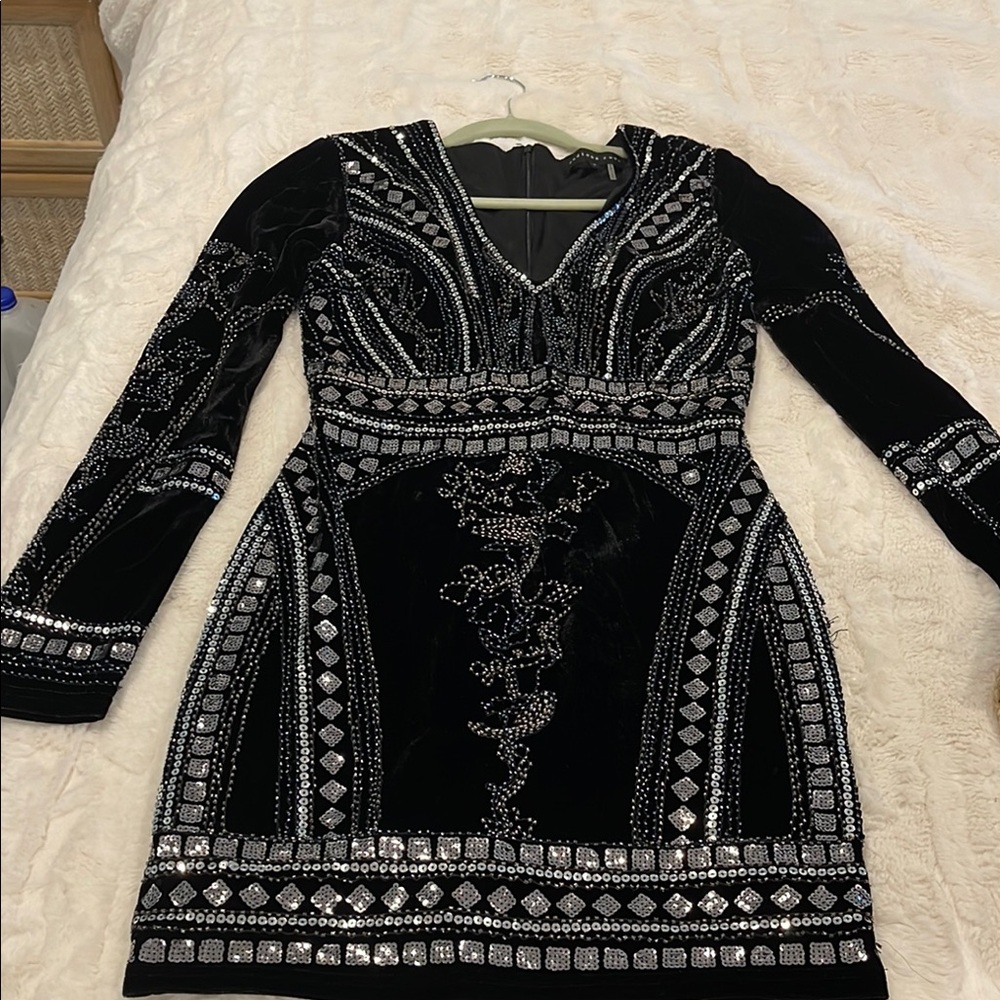 Endless Rose Black and White Embellished Bodycon Dress